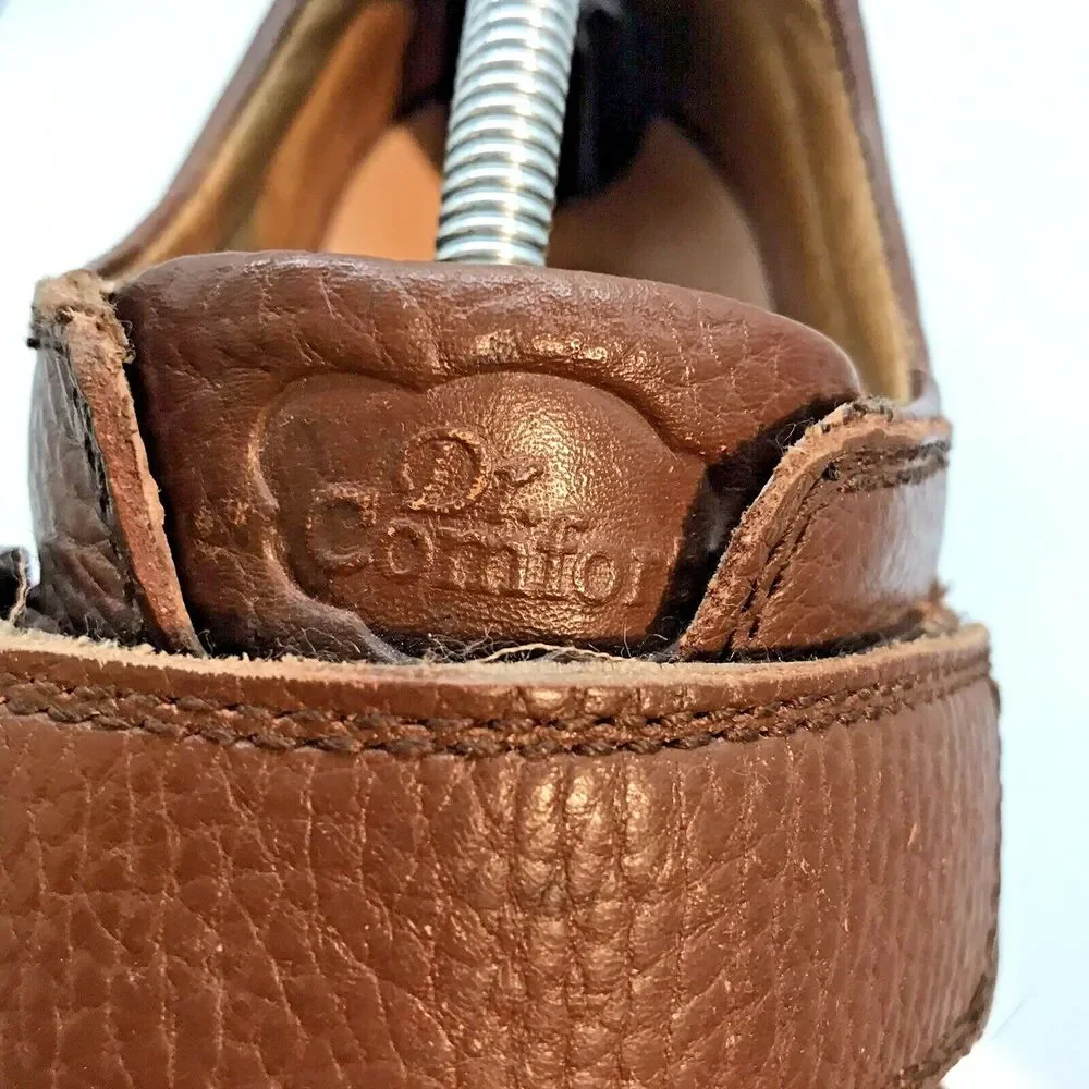 Dr. Comfort Scott 9020 Comfort Shoe Men's 9.5W Brown Leather Low Top Hook & Loop